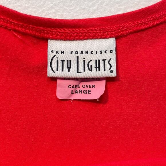 Vintage 90's Red Sleeveless Stretchy Tank Top / Sz L / CITY LIGHTS / Cropped - Picture 6 of 7